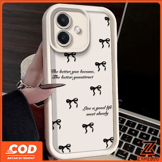 Ốp lưng cho Realme Note 60 Realme Note 50 Realme C75 C65 C67 C61 C55 C53 C51, ốp lưng TPU chống sốc màu đen đơn giản với nơ nhỏ cho điện thoại di động