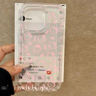 Hàn Quốc Ins Màu Hồng Dễ Thương Đầu KT Trong Suốt Lấp Lánh Bột Vỏ Cao Cấp Tương Thích Cho iPhone 11 16 16E 15 14 13 12 Pro Xs Max XR X 7 8 Plus SE Vỏ Điện Thoại Hoạt Hình Bảo Vệ Chống Sốc Co