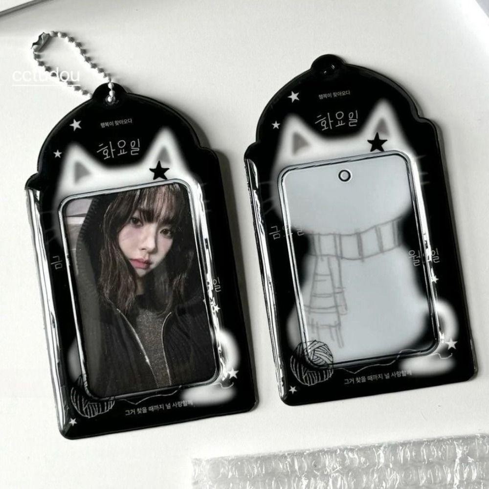 Thẻ Photocard FANSIN, Hộp đựng ảnh 3 inch Hộp đựng thẻ Photocard mèo đen, Tay áo thẻ đa chức năng