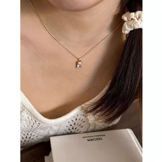 Vòng Cổ Thép Titan 18K Siêu Flash Vuông Zircon Vòng Cổ Nữ 2025 Mới Tối Giản Cơ Bản Phù Hợp Với Xương Đòn Dây Chuyền