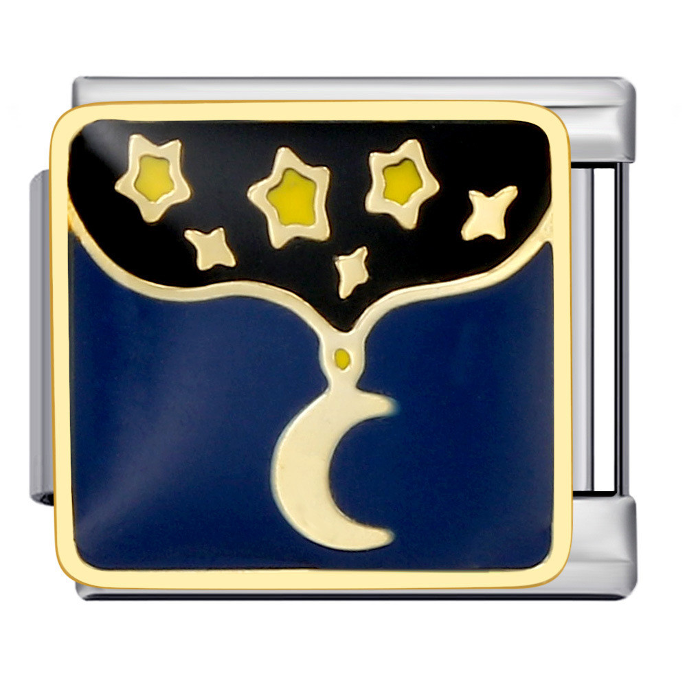 Night Sky Star Moon Series Vòng tay mô-đun Ý Thép không gỉ Hàn Hoa văn DIY Đàn hồi Vòng tay Phụ kiện