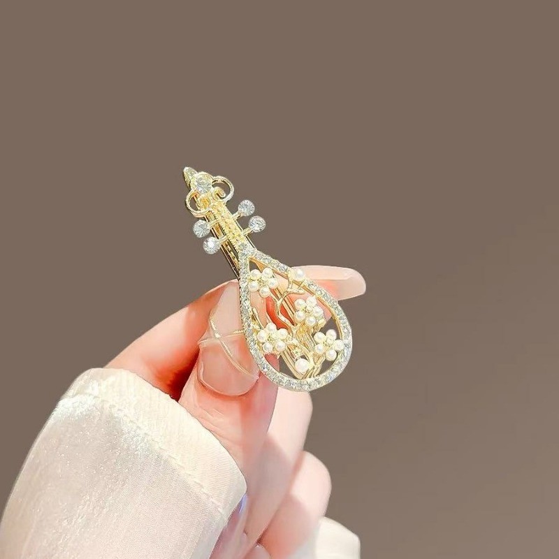 Mauropoli [Sẵn Sàng] Kẹp Tóc Pipa Hoa Đào Phong Cách Trung Hoa Mới Nữ Niche Kẹp Bên Nổ Kẹp Tóc Sáng Tạo Gãy Kẹp Tóc Cổ Mũ Đội Đầu