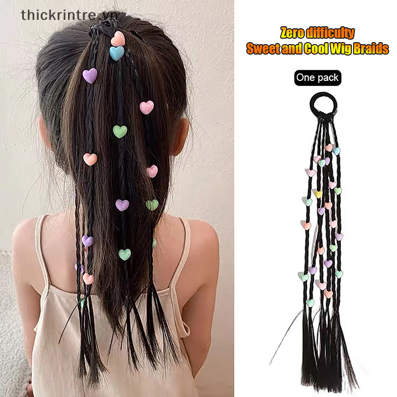 Thi 1 Bộ Bé Gái Ngôi Sao Năm Cánh Hoa Tóc Giả Đuôi Ngựa Dây Cao Su Phụ Kiện Tóc Trẻ Em Tóc Giả Bím Viền VN