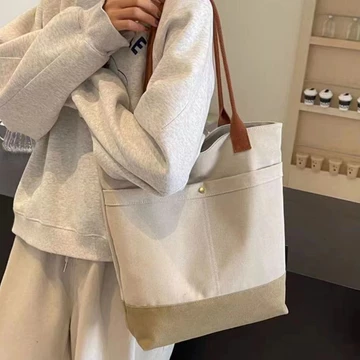Túi Tote vải dung tích lớn Túi đựng đồ đi lại Túi vải sinh viên nghệ thuật Schoolbag Túi vải đeo vai Túi Tote đeo chéo Túi đeo vai Túi đựng đồ màu nâu