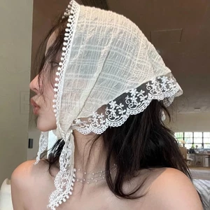 Khăn quàng tóc tam giác ren kiểu Pháp - Lolita - phong cách nông thôn - Phụ kiện tóc