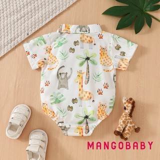 Mg-baby Bé Trai Áo Liền Quần Mùa Hè In Hình Cây Phía Trước Nút Áo Liền Quần Tay Ngắn Có Thắt Nơ Cho Sơ Sinh Quần Áo Dễ Thương