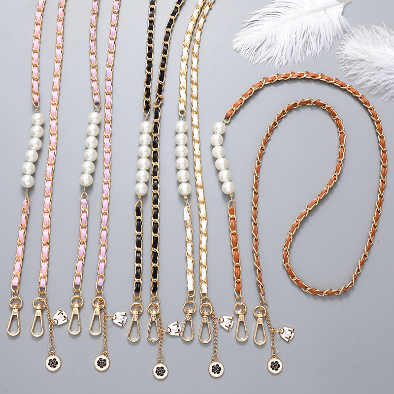 Phụ Kiện Điện Thoại Di Động Phong Cách Chanel Dây Ngọc Trai Da Chống Sốc Đeo Ngang Dây Xích Túi Đeo Vai Dây Xích Mặt Dây Chuyền Vỏ Điện Thoại Móc Khóa Chống Mất Dây Dài Mặt Dây Chuyền Điện Thoại Di Động