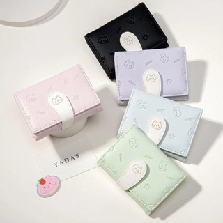 PURECOTTON0 Ví nhỏ ngắn dễ thương, Ví in hình mèo con đựng thẻ thời trang, Ví đựng tiền xu Túi ID nữ PU Túi đựng tiền nữ