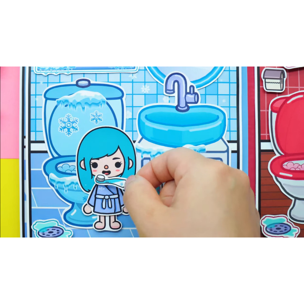 ĐỒ CHƠI NGÔI NHÀ BÚP BÊ GIẤY CẮT THỦ CÔNG DIY -Ngôi nhà của bé Frozen vs Fire In Quiet book Học liệu ngôi nhà búp bê