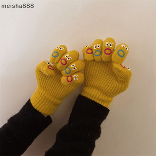 Meisha888 1 Nữ Ngộ nghĩnh Biểu Hiện Mặt Găng Tay Dệt Kim Full Ngón Găng Tay Móc Mềm Găng Tay Hoạt Hình Biểu Hiện Lái Xe Găng Tay