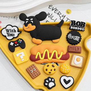 MEOWU Charm dán 3D Chó Lạp Xưởng dễ thương, sticker nổi trang trí đồ dùng học tập laptop, điện thoại