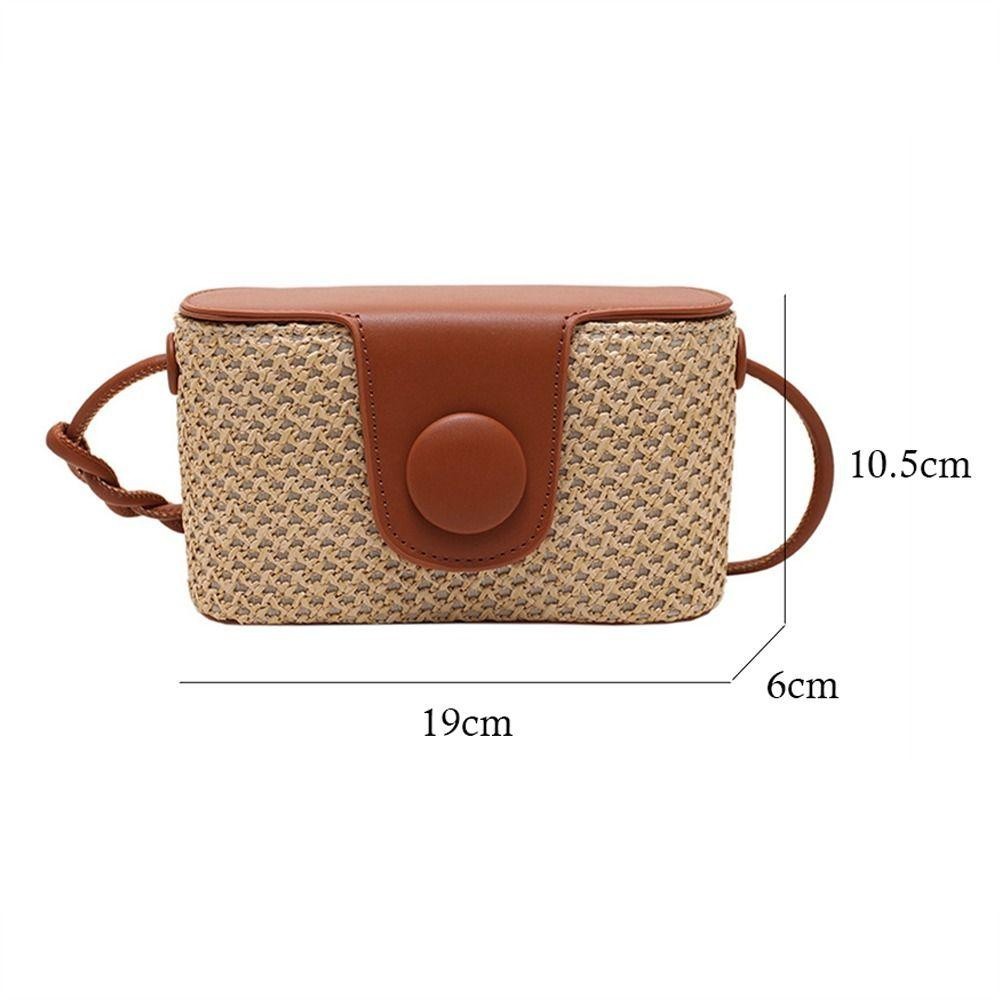 Túi xách HOBBYIN, Túi đeo vai mây Bohemian, Túi dệt cỏ bện thủ công dễ thương Bãi biển mùa hè