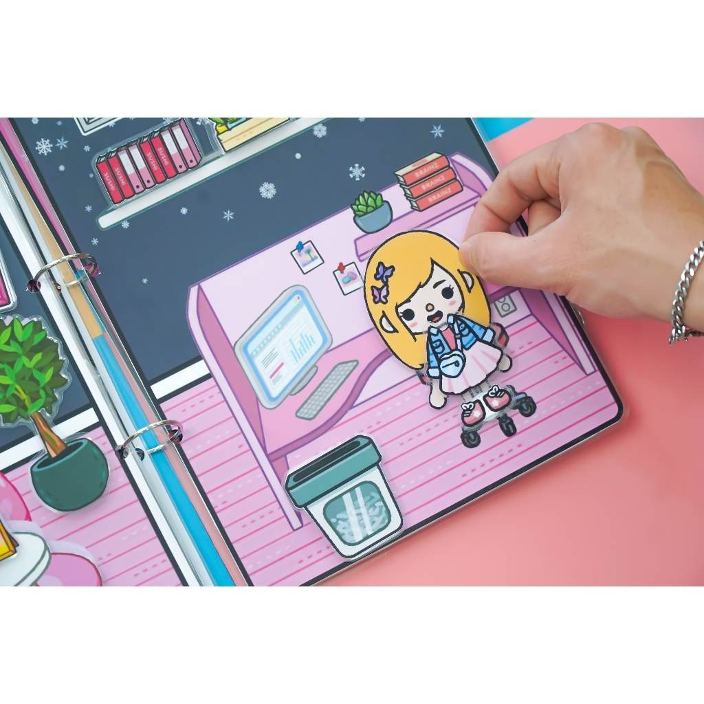Tocaboca học liệu bóc dán thông minh Montessori ngôi nhà blackpink đồ chơi búp bê bằng giấy ép nhựa cao cấp h06 Giấy in