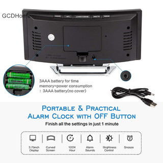 Gcdhome 7 Inch Đồng Hồ Báo Thức Kỹ Thuật Số Cong Có Thể Điều Chỉnh Độ Sáng Led Điện Tử Kỹ Thuật Số Đồng Hồ Để Bàn Số Lớn HOT