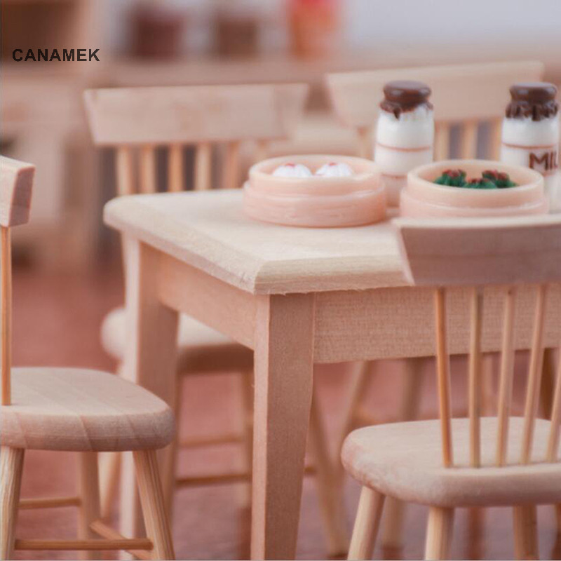 Canamek 1 / 12 Thu Nhỏ Nhà Búp Bê Nội Thất Bàn Ăn Ghế Mô Phỏng CSF