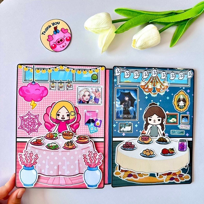 Cuốn Sách Toca Boca Boca Thứ Tư Và Einide sách yên tĩnh bộ đồ chơi làm búp bê nhà ngôi nhà bằng giấy bóc dán toca boca