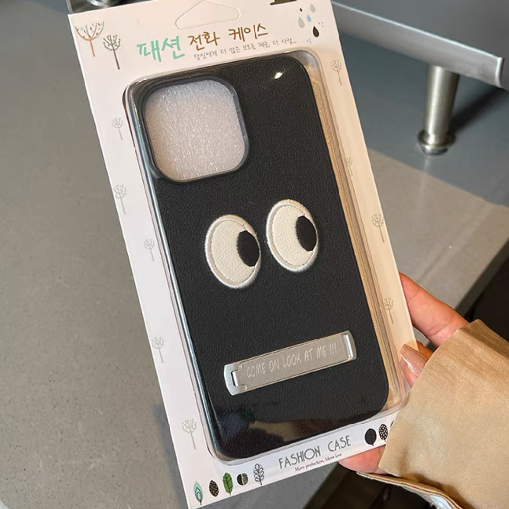 Màu Trơn Thêu Mắt Lớn In Hình Kim Loại Đứng Ốp lưng iPhone15 14 13 12 ...