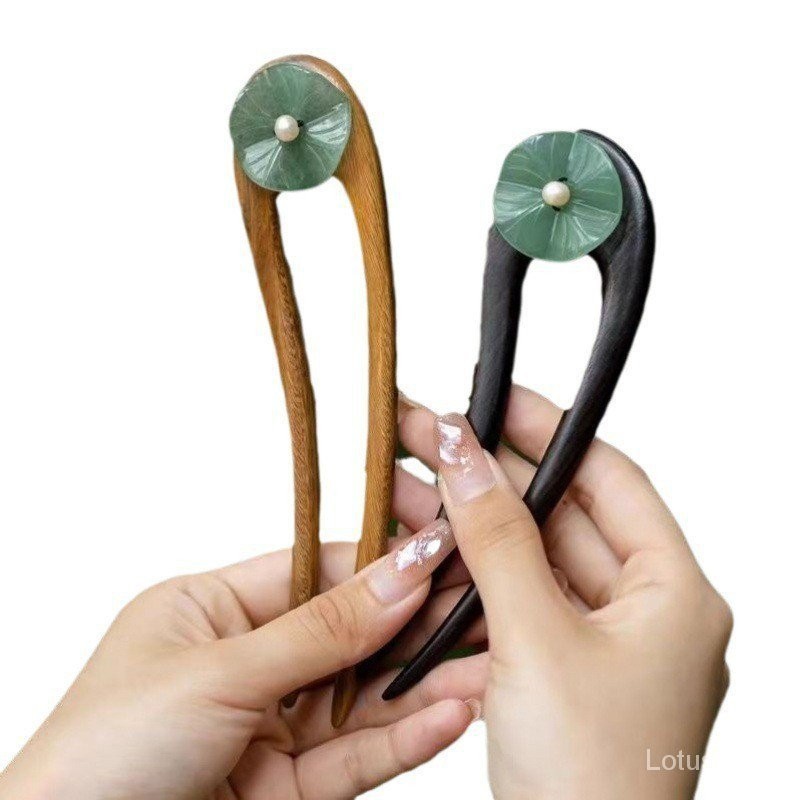 Lá Sen Cây Mun Hình Chữ u Kẹp Tóc Đôi Kẹp Tóc Cao Cấp Phong Cách Retro Đơn Giản Kẹp Tóc Nữ