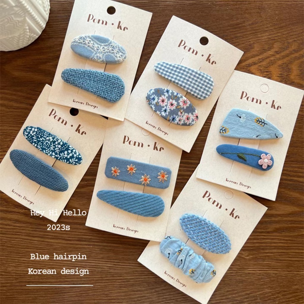 2 Cái / bộ Kẹp Tóc Denim Xanh Hàn Quốc Kẹp Tóc Trẻ Em BB Clip