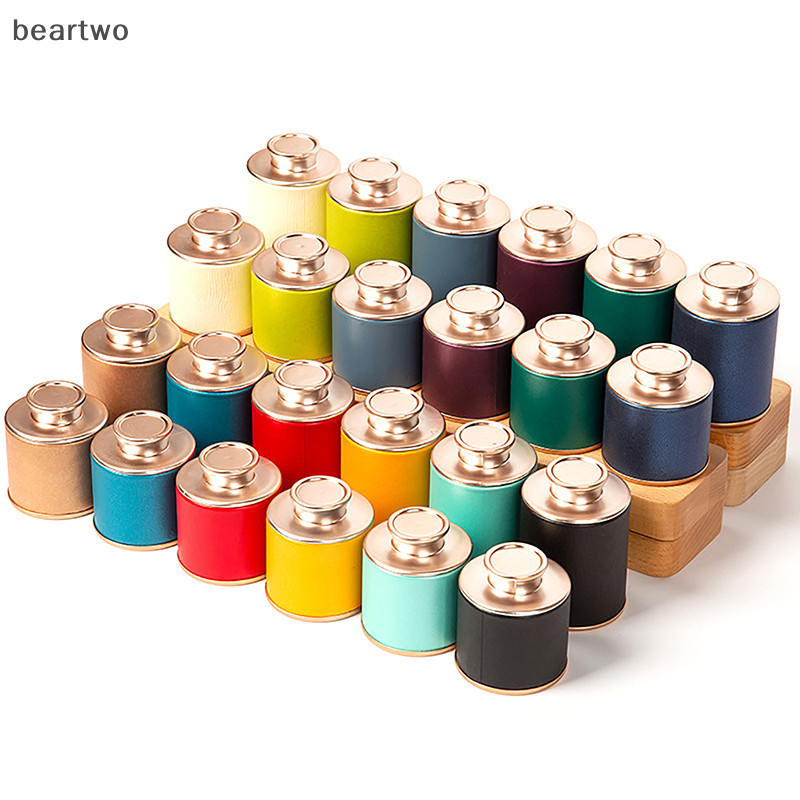 < Beartwo > 1 Trà rỗng Mini nguyên khối Hộp thiếc gia đình Trà đen xanh kín Lọ du lịch di động Hộp đóng gói trà nhỏ Hộp đựng giấy có thể đẹp