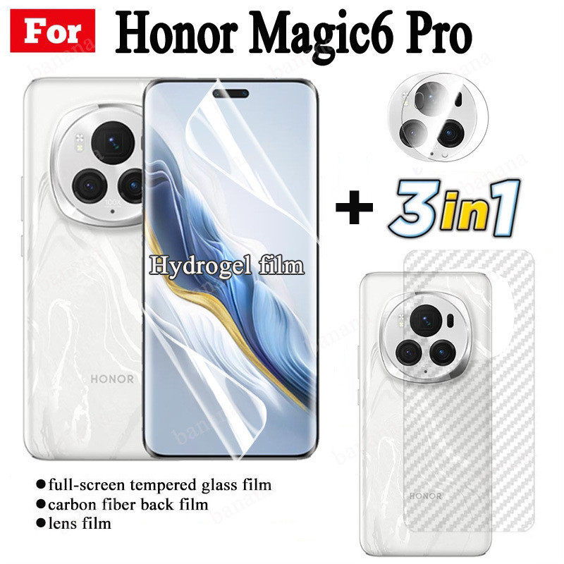 Honor Magic 6 Pro Full Trong Suốt Hydrogel Mềm Phim Bảo Vệ Màn Hình Cho Honor Magic6 Honor 200Pro Honor 200 Front Flim + Back Flim + Ống Kính Máy Ảnh Flim