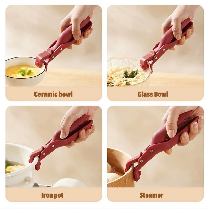 Kẹp chống bỏng silicon gia dụng - Nhẹ, Chống trượt, Chống bỏng, Chịu nhiệt - Kẹp nấu đa năng - Dành cho máy nướng bánh mì, lò nướng, Chảo Pizza - Tiện ích nhà bếp