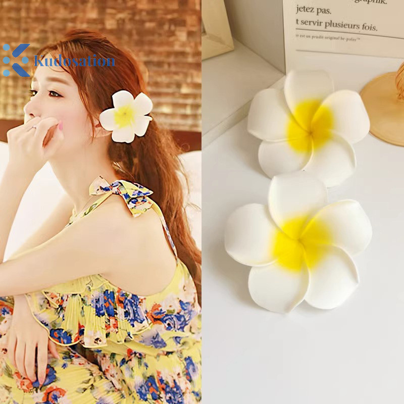 Kudosation Plumeria Hoa Kẹp Tóc Cho Nữ Cô Gái Kẹp Tóc Trứng Hoa Ngọt Bên Kẹp Tóc Barrettes Hawaii Đảng Phụ Kiện Tóc