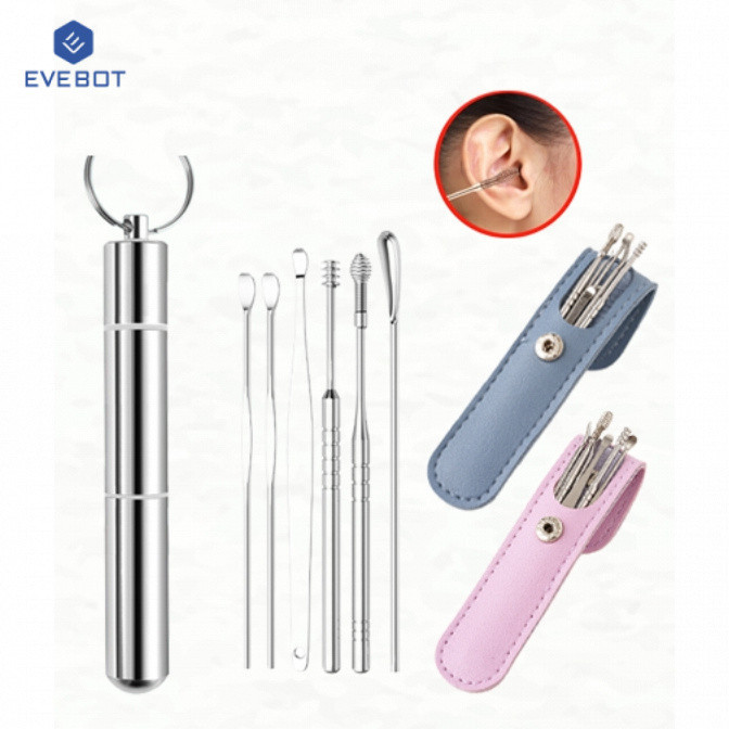 Ảnh Muỗng tai bằng thép không gỉ Bộ 6 món dụng cụ lấy tai cầm tay xoắn ốc 1