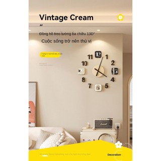 Trang Trí Nhà Cửa Meishida Không Đục Lỗ Đồng Hồ Treo Tường Phòng Khách Kem Phong Cách Đồng Hồ Sáng Tạo DIY Đồng Hồ Treo Tường Hiện Đại Đơn Giản