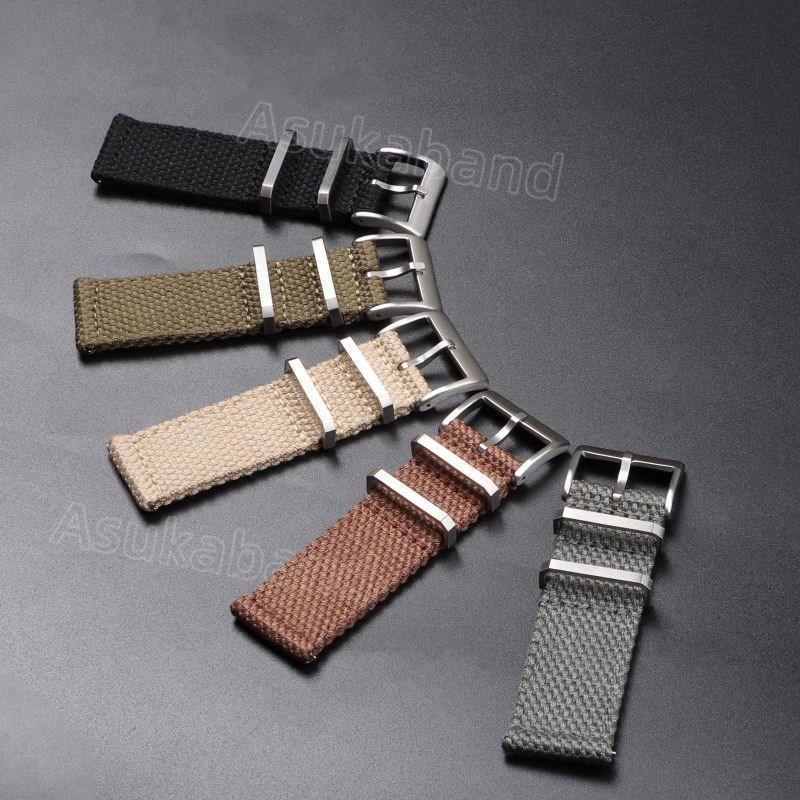 Dây đeo đồng hồ Nylon mềm 20mm 22mm Vải tự nhiên bằng sợi lanh Dây đeo đồng hồ phát hành nhanh Dây đeo đồng hồ đeo tay nam nữ Dệt dệt đen Xanh lam Vòng tay Kaki
