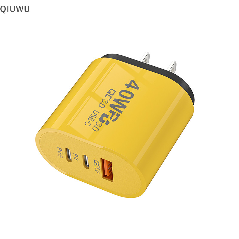 Bộ sạc nhanh USB C QIUWU 40W 3.0 PD, bộ chuyển đổi tường cho điện thoại
