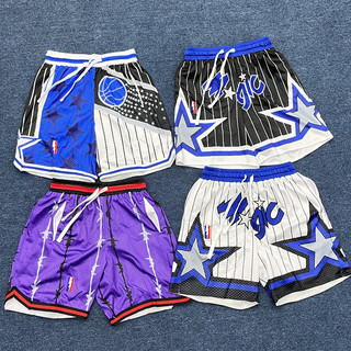 Quần bóng rổ thường ngày kiểu Mỹ Orlando Magic Team Retro thêu dài đến đầu gối Quần short thể thao