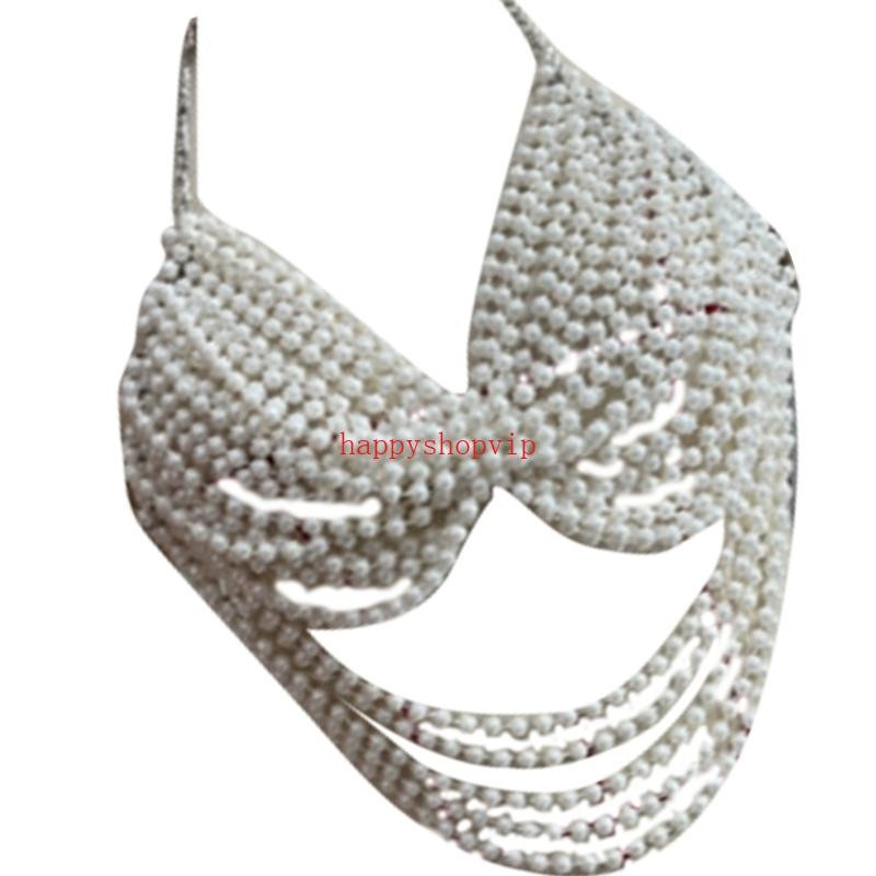 Hsv Pearls Body Chain Bra Multilayer Body Chain Harness Phụ kiện trang sức cơ thể