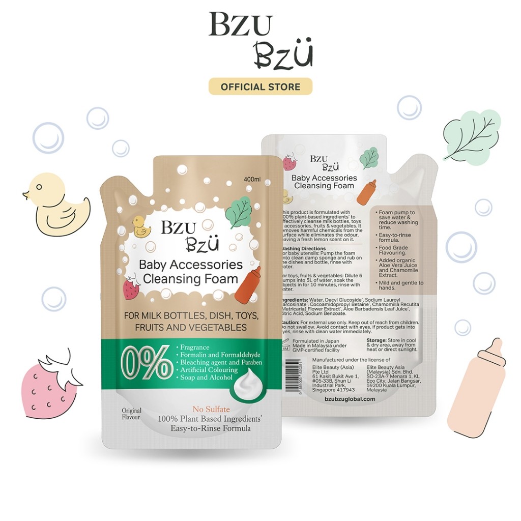 Nước Rửa Bình Sữa Và Đồ Dùng Em Bé BZU BZU Không Mùi Chai 500ml, Túi 400ml - Mẹ Ơi