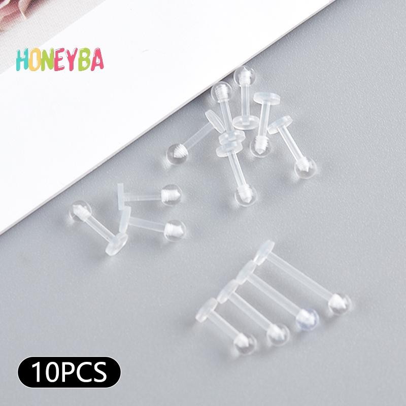 < Honeyba > 10 Chiếc Acrylic Trong Suốt Lip Stud Xuyên Vòng Sụn Tai Thanh Tragus