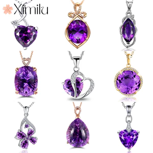 ❤ Ban Đầu Sang Trọng Chuyên Sâu Thạch Anh Tím Series Bốn Lá Cỏ Ba Lá Mặt Dây Chuyền Trái Tim Full Kim Cương Vòng Cổ Nữ Thời Trang Cặp Đôi Quà Tặng