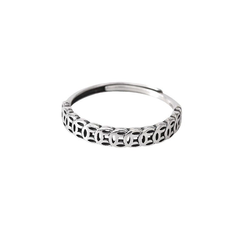 Retro Money-Fortune Good Luck Ring Nữ Thiết kế độc đáo Mở đơn giản Điều chỉnh