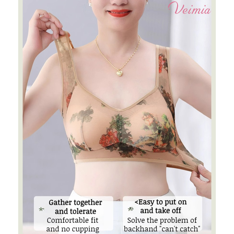 Áo ngực lưới ren gợi cảm Dây đeo cố định in hình Tank Top Full Cup Đồ lót