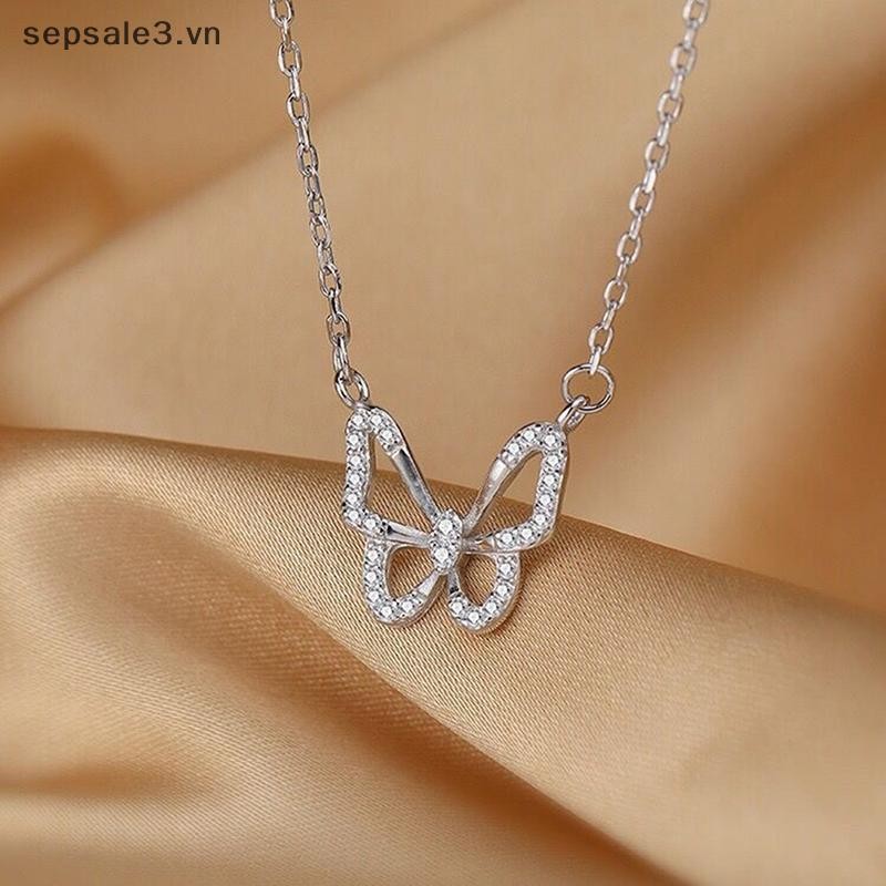 # sepsale # Vòng cổ mặt dây chuyền đẹp Vòng cổ dây chuyền bạc pha lê thanh lịch dành cho nữ Phụ kiện trang sức Quà tặng.