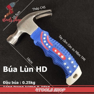 Búa Lùn Nhổ Đinh Mini Nguyên Khối, Đầu Búa 0.25kg Tay Cầm Cao Su Chắc Chắn, Búa lùn đóng đinh