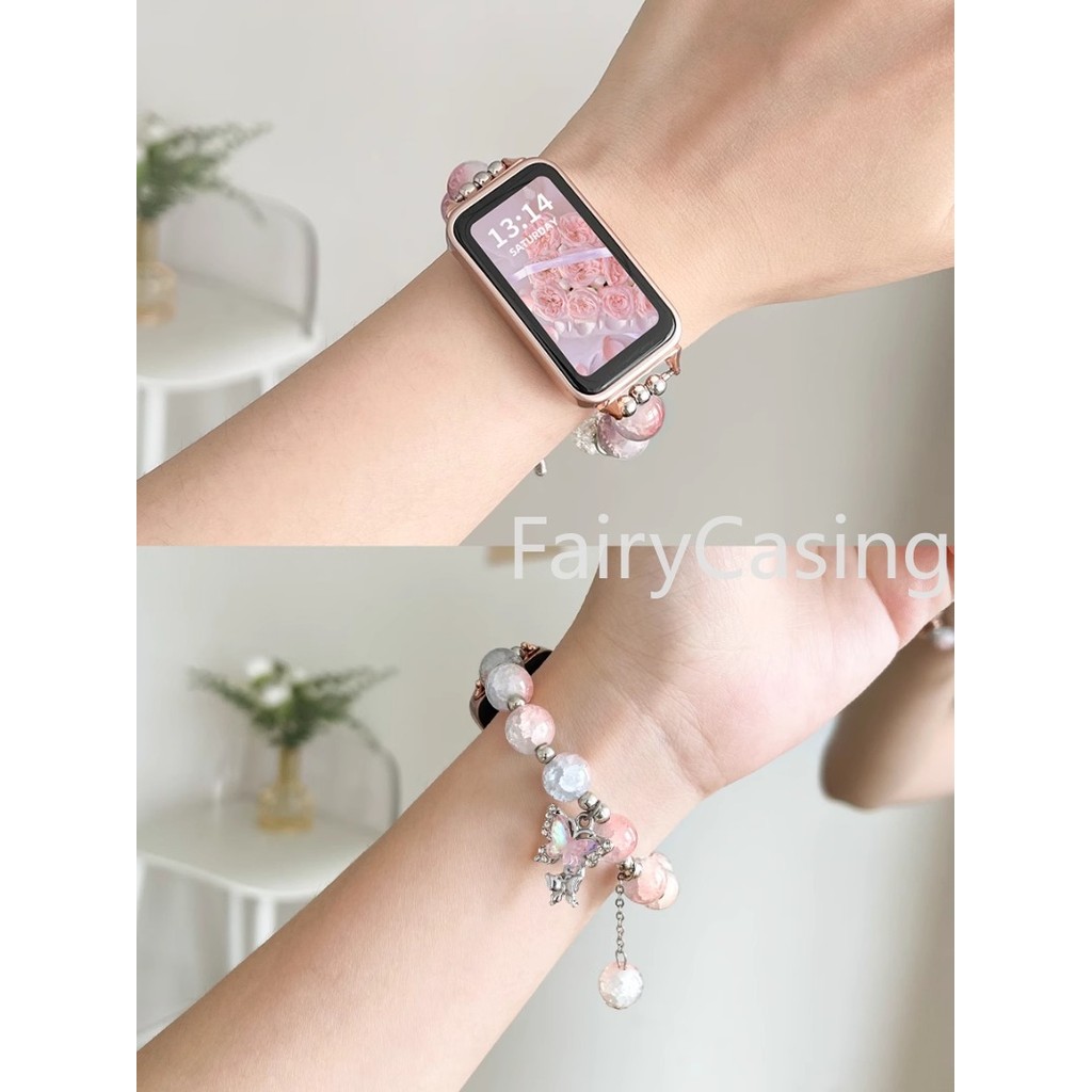 Dây Đeo Thay Thế Cho Huawei Band 11 pro 10 8 9 7 6 Màu Hạt Thủy Tinh Dây Đeo Tay Thể Thao Vòng Tay Cho Honor Band 9 Phụ Kiện