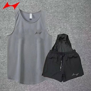 Hells Sports Waistcoat Suit Marathon Men's and Women's Track and Field Competition Training Running Quick-Drying Vest Shorts Set MjAC
