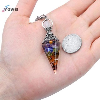 Yowei Tự Nhiên 7 Luân Xa Chữa Bệnh Pha Lê Con lắc Cho Dowsing Bói Toán Đá Thạch Anh Con lắc Cổ Reiki Mặt Dây Chuyền Trang Sức VN