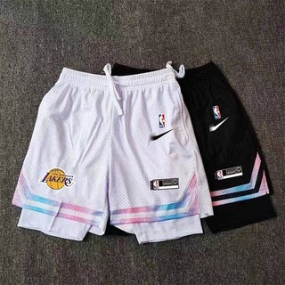 Quần short bóng rổ 2 lớp lót dưới gối phong cách Lakers X8L6