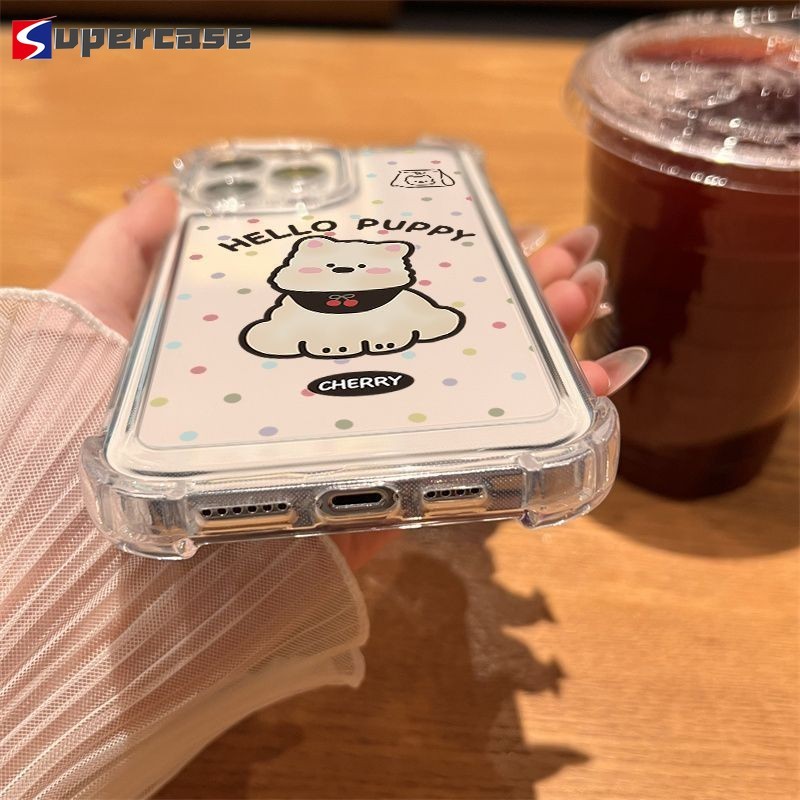 Ốp Điện Thoại Polka Dot Puppy Dễ Thương Cho Samsung Galaxy S25 Edge S24 S23 S22 S21 S20 Ultra FE S10 Lite S10E S9 S8 Plus + 5G 4G Vỏ Chống Rơi Bốn Loại Vỏ Mềm Trong Suốt