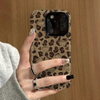 Ốp điện thoại 2 trong 1 họa tiết da báo KT Cat Apple 17 / 16 iPhone 15 Pro Max Phim mới 14 / 13 Sáng tạo 12 / 11 Pro Max 7 / 8 Plus Vỏ điện thoại bóng hai lớp