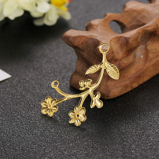 Tự làm kẹp tóc cổ trang chất liệu dải dài lá vàng, hoa văn, kèm phụ kiện tóc lắc kim loại sắt tấm