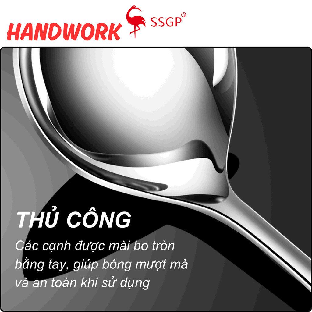 Vá canh Inox 304 Family cao cấp SSGP  - SS11606 Muôi canh,Thìa canh, Vá lẩu, muỗng lẩu thìa lẩu