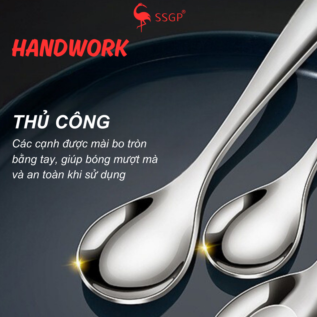 Muỗng ăn cơm inox 316 giọt nước SSGP Muỗng inox nhỏ Muỗng canh Muỗng inox 316 cao cấp Thìa inox 304