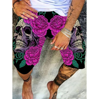 Nam Mùa Hè 3d In Hình Đầu Lâu Quần Short In Xu Hướng Thoáng Mát Bãi Biển Rời Quần Short Thường Ngày Sợi Polyester Thoáng Khí Quần Shorts-5XL